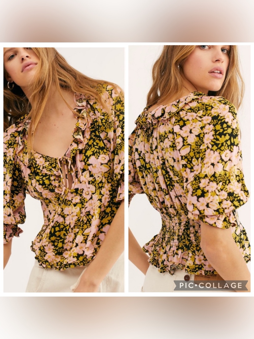 Free People Sweet Memories Floral Blouse Small